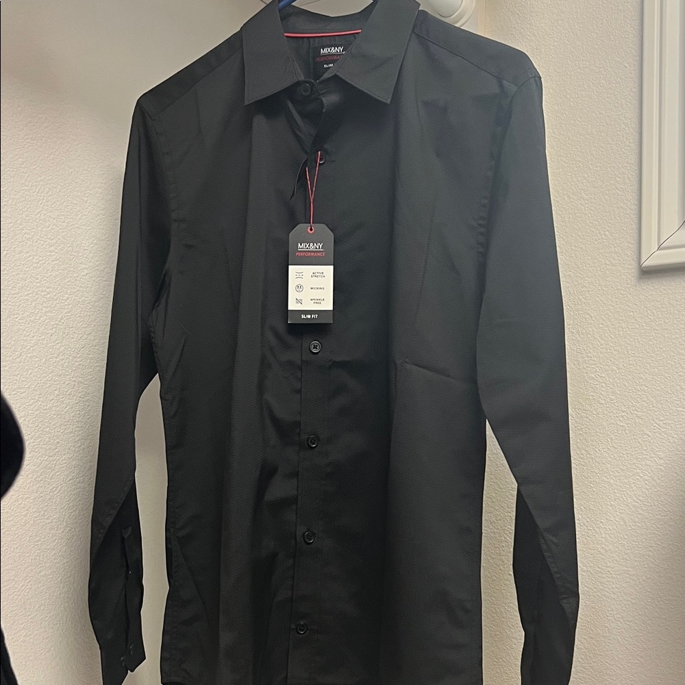 Mix & NY slim fit Elegant Classic Black Button Down Shirt